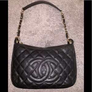 Chanel Quilted Hobo Bag In Caviar leather